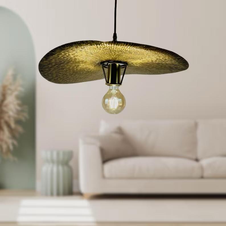 Lotus Leaf Brass Pendant Light - Handmade Pendant Light Fixture - Mode ...