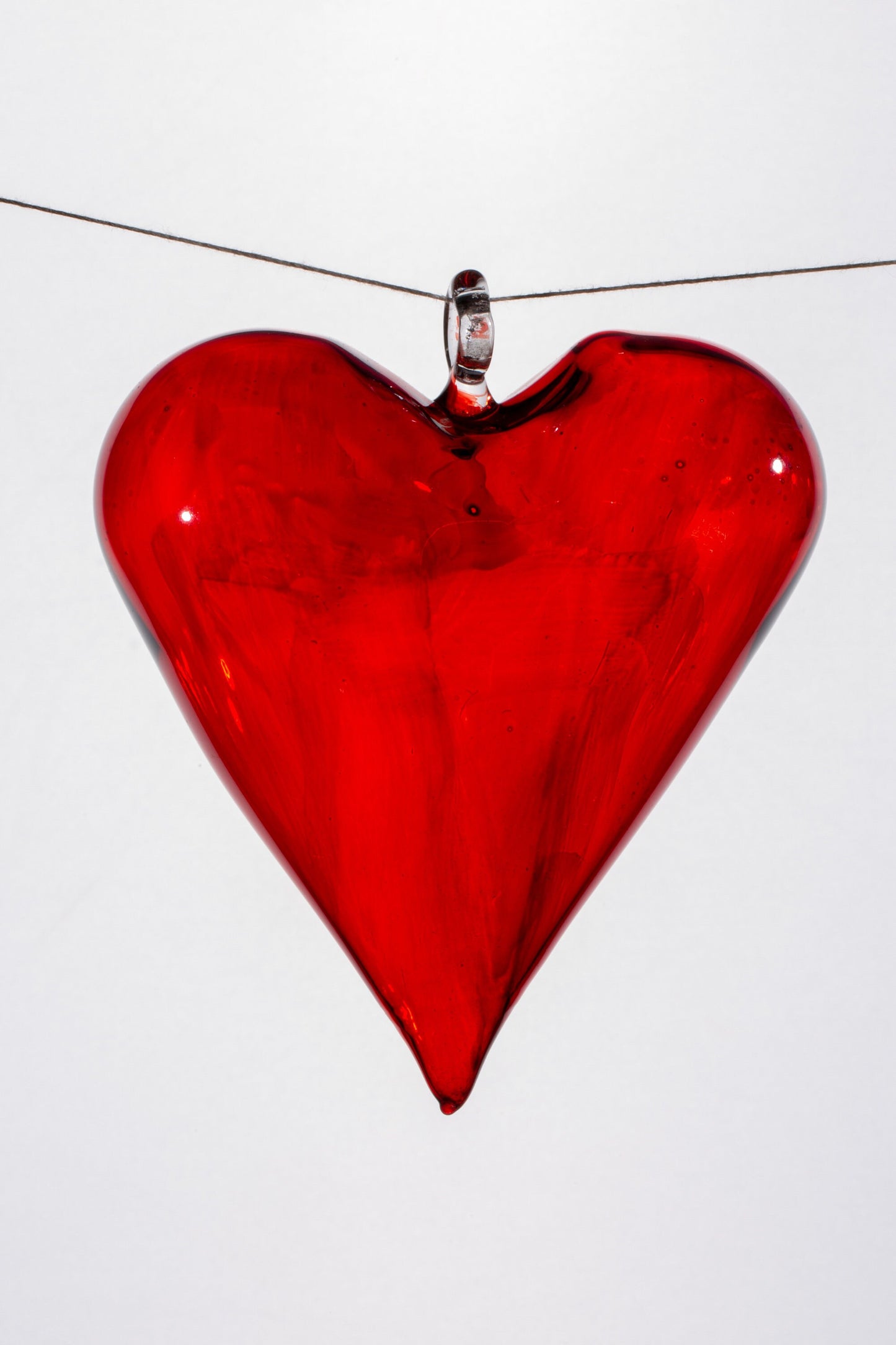 Large Red Christmas tree Glass Heart Egyptian Glass H: 12 CM NEW Modern edition