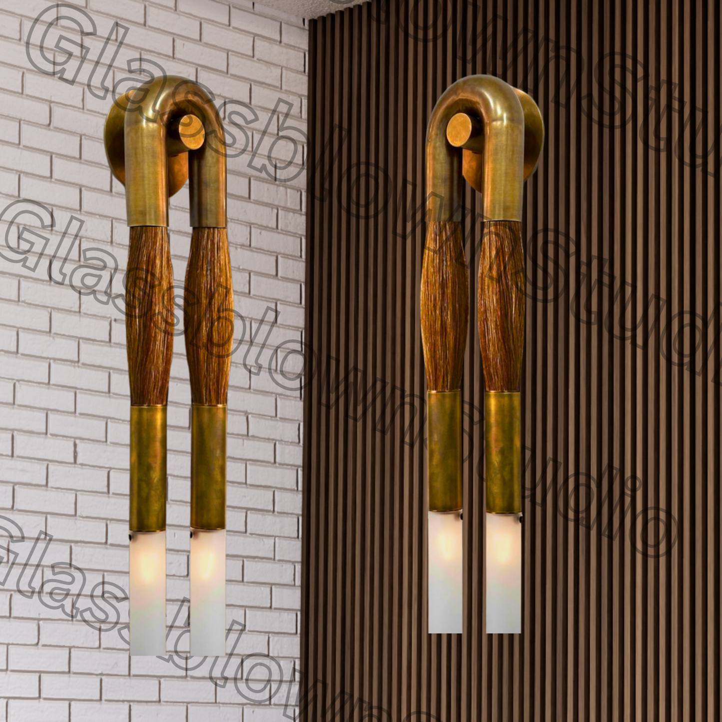 Horsehair Wall Light Sconce– Handmade Brass and Leather Wall Lights with Semi-Precious Stones for Luxury Home Wall Decor