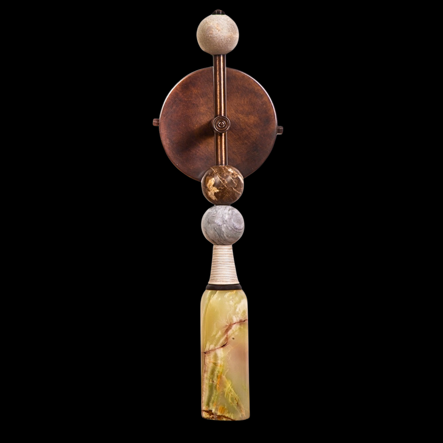 Handmade Brass & Marble Gemstone Wall Sconce – Indoor Decorative Wall Lamp