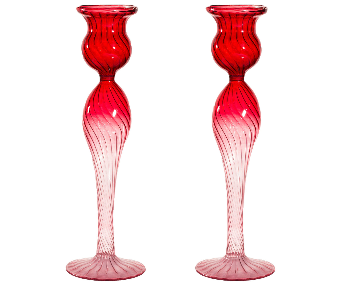 Set of 2 Brilliant Candle stick holder Centerpiece Tea-Light Art Glass