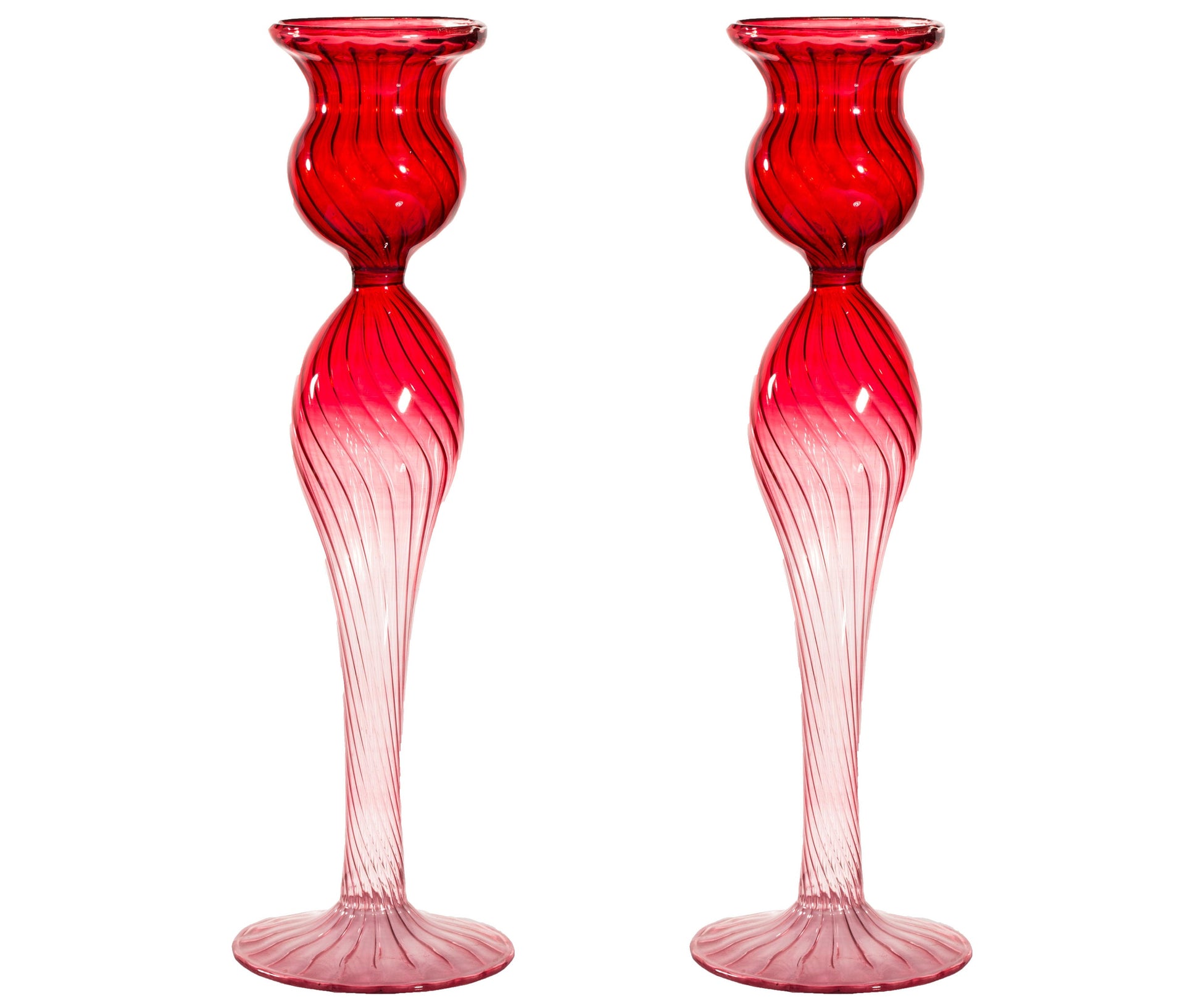 Set of 2 Brilliant Candle stick holder Centerpiece Tea-Light Art Glass