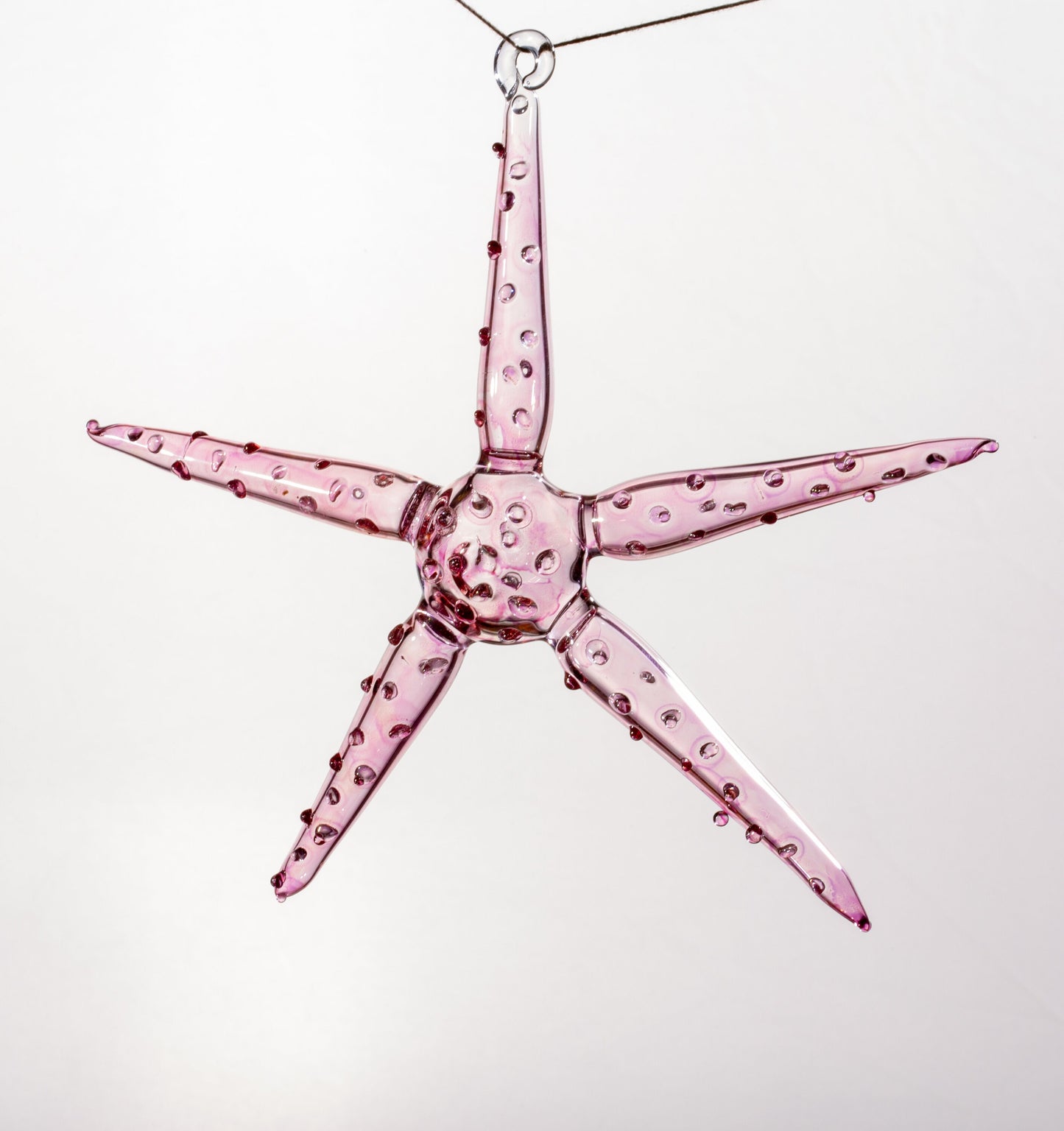 New Large Pink Christmas Star Engraved tree Glass ornaments, Christmas Ornament, Star Christmas Ornament