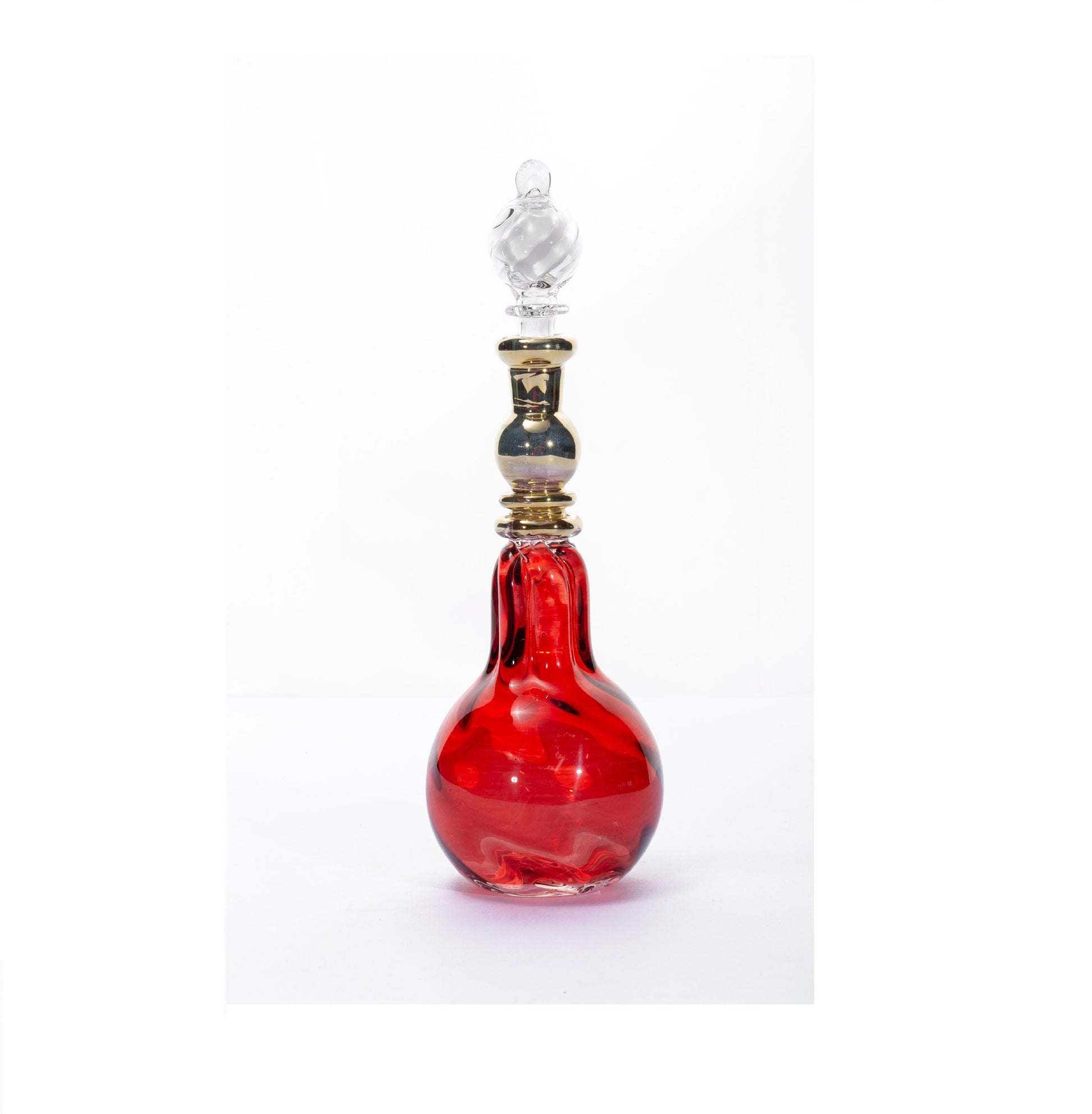 Cleopatra Etsy 14K Gold Handmade Blown Glass For Women Vintage Perfume Bottle for Decanter