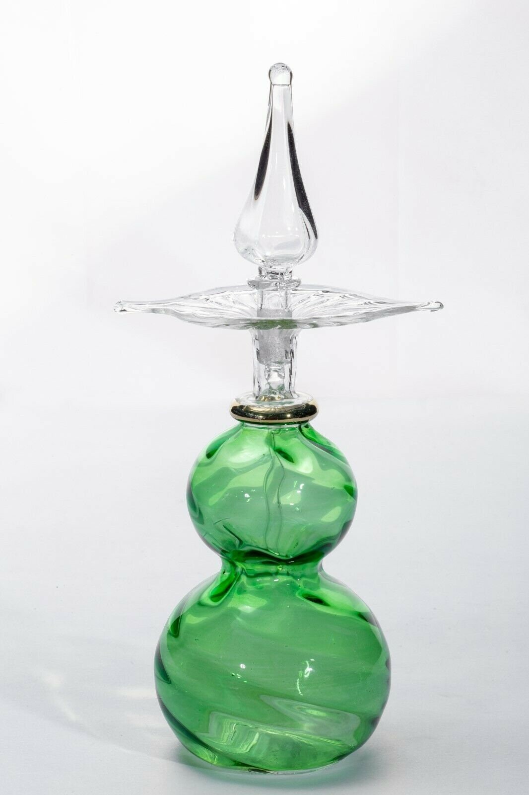 Egyptian hand blown glass perfume bottles - Fragrance Green perfume Bottle Baccart and Pendant Special Edition Art Glass - Handmade Gift