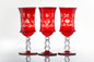 Set of 3 Red Goblets 3 valentine Handmade Art Glass Goblets Glass Blown 19 cm Red Tall christmas