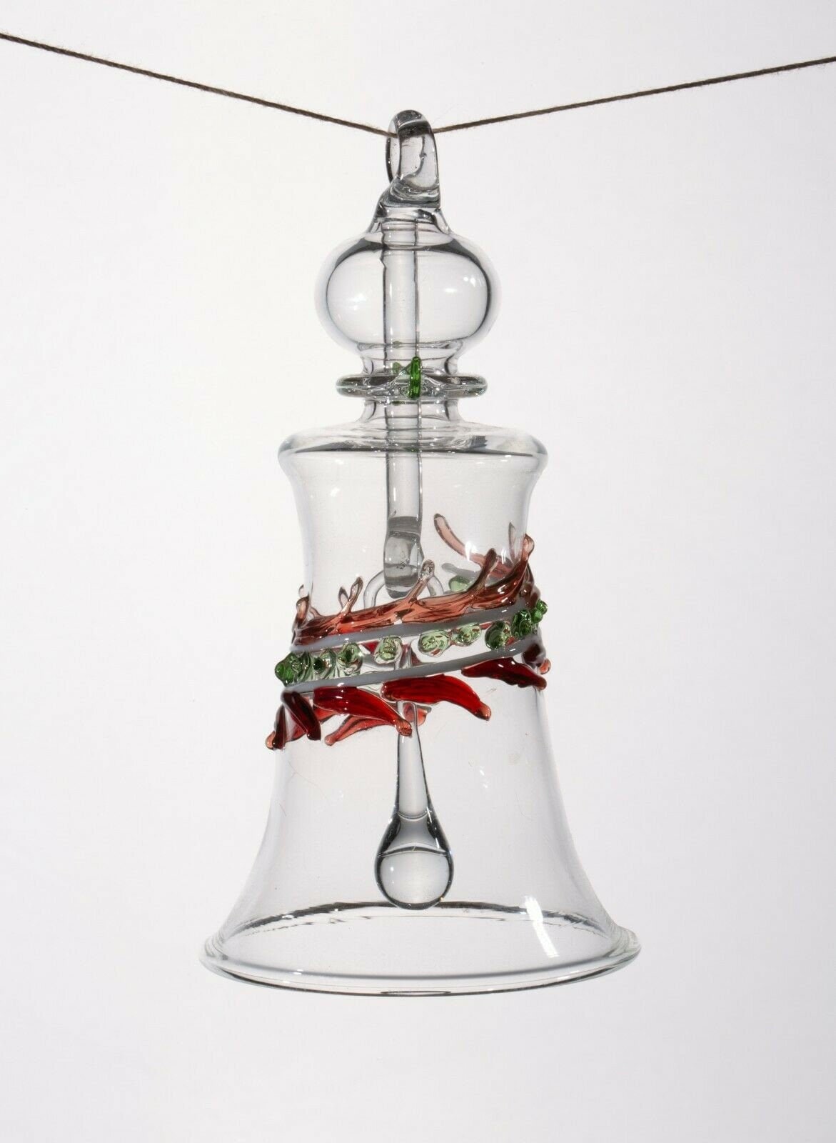 New Christmas Bell, Engraved Painted and trimmed with 14K Gold Bell Red