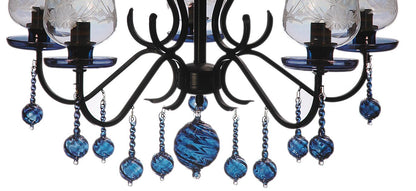 Chandelier handmade blue color engraved transparent with last design with crystal glass ball - Center Piece Chandelier - Ceiling Fixture