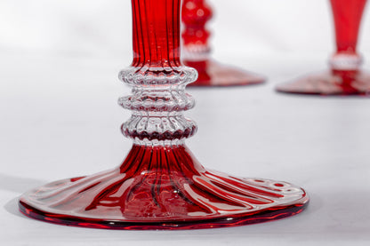 Set of 3 Goblets - Vintage New ruby Red Glass Goblets - Handmade with H:10 inch Shine Gift - Custom Made Glass Goblets - Kitchen Goblets