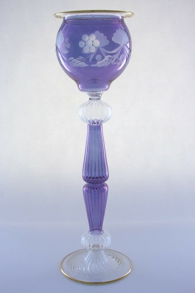 Purble Brilliant Lantern Candlesticks Holder Table Centerpiece Art Glass happy christmas