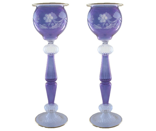 Purble Brilliant Lantern Candlesticks Holder Table Centerpiece Art Glass happy christmas