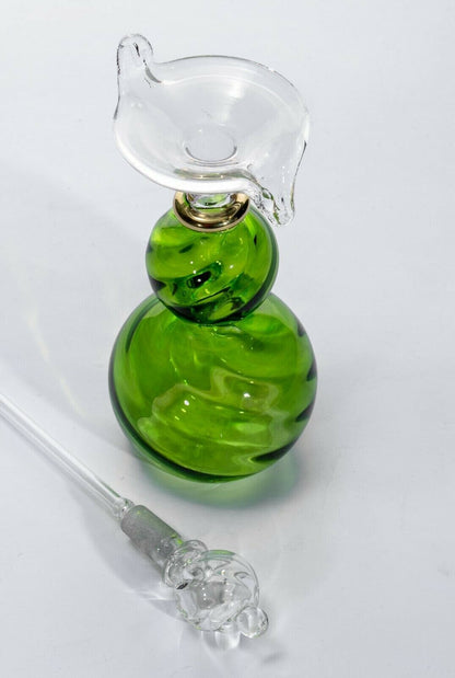 Fragrance Hued Green perfume Glass Bottle - Baccart Special Edition - Handmade Fragrance Bottle - Custom perfume Bottle - Romantic Gift