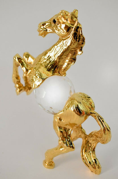 Crystal Horse With Original Box and 14K gold Handpainted Very Special Edition Shine Gift Cristal