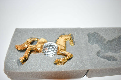 Crystal Horse With Original Box and 14K gold Handpainted Very Special Edition Shine Gift Cristal