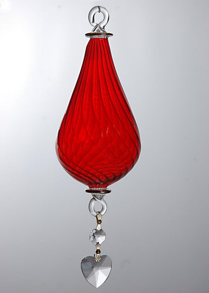 RED Egyptian blown glass ornament, Swirl Santa Christmas tree, Christmas ornament 14k gold glass handmade, Christmas gifts