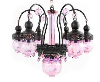 handmade chandeliers with engraved glass purer