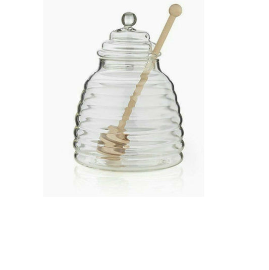 Honey Handmade blown-glass Jar Big transparent New Handmade Tall pretty 15 cm