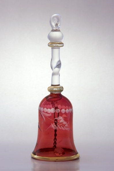 RED Bell ornament Christmas, wedding , Glass Bell Jar Painted,trimmed 14K Gold ,hobby lobby,ornaments