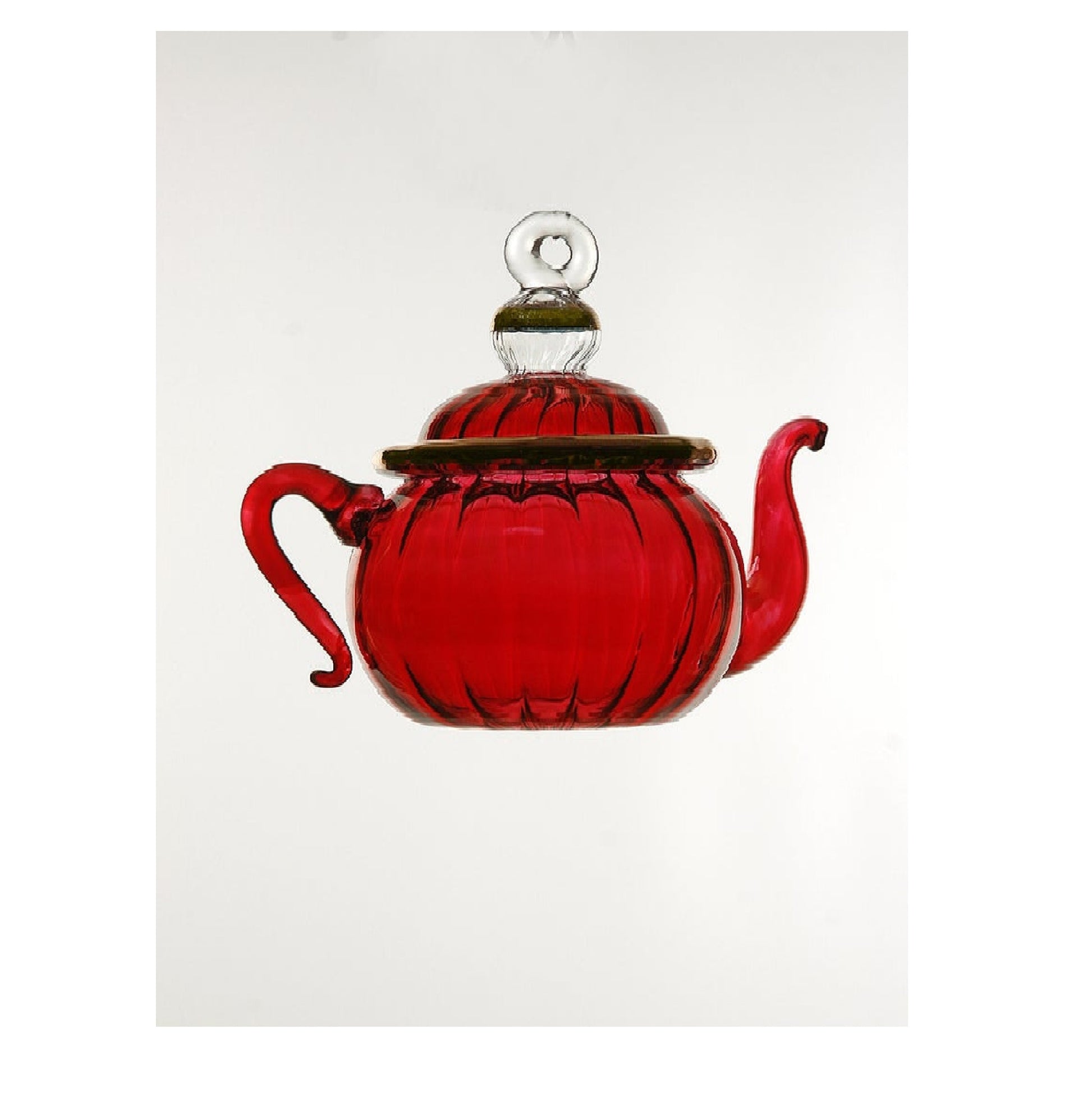 Engraved Glass ornaments Egyptian Glass H: 5.9 inch Large teapot for Christmas tree decoration