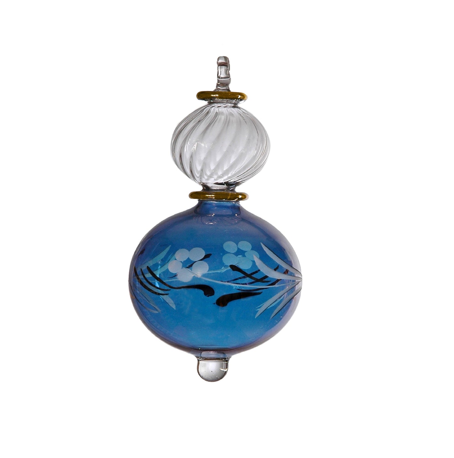 Engraved Blue Glass ornamnets Egyptian Glass H: 5.9 inch for valentine's day , Christmas and Wedding