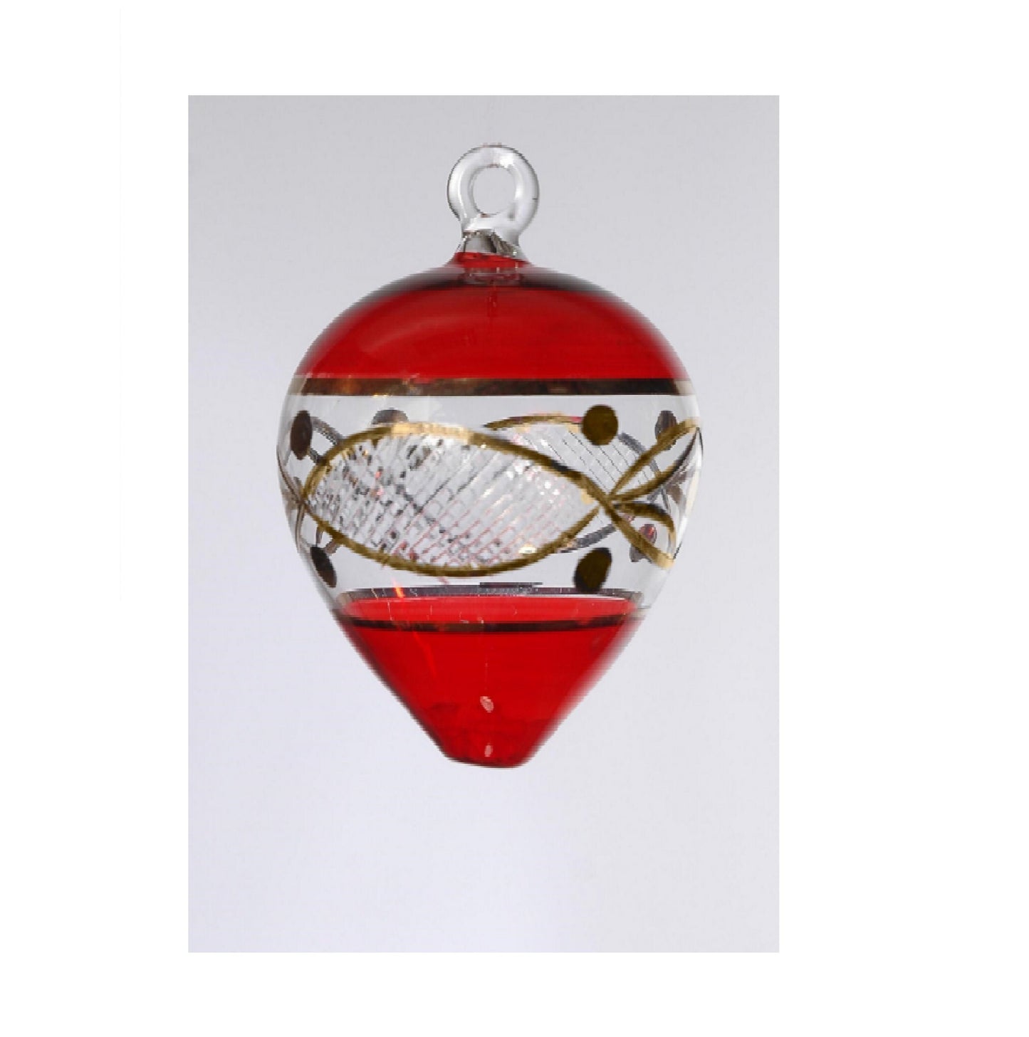 Large size Christmas tree Engraved Red Glass ornaments Egyptian Glass H: 5.9 inch trimmed with 14K gold