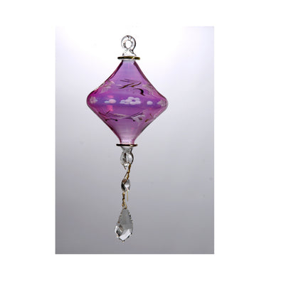 Purple Christmas tree Ball blown glass ornament hand made Glass ornamnets with Crystal Drop Hanger Handmade