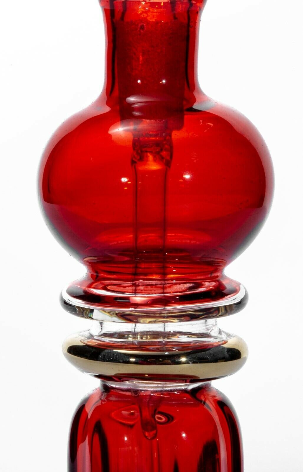 Vintage Mouth Blown Egyptain Glass Perfume Bottle Hand Painted Red Color