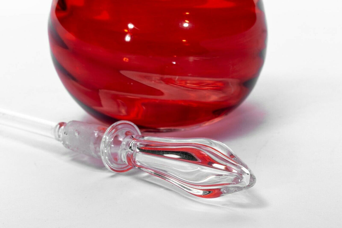 Vintage Mouth Blown Egyptain Glass Perfume Bottle Hand Painted Red Color