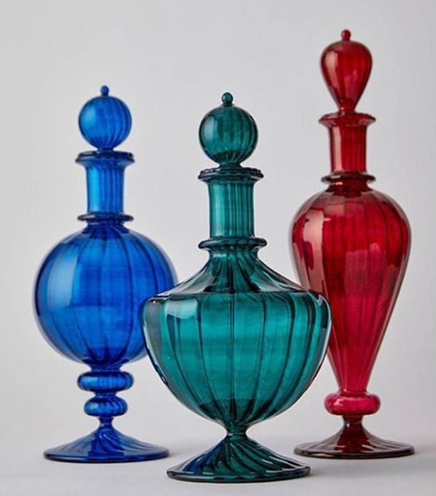 Set of 3 fragranc Decanter blown Glass art deco new Vantage Perfume Bottle Handmade Home Decor and wedding gifts