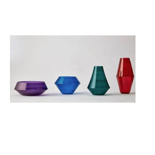 SET OF 4 Hand glassblowing Vase Polygon Decorative Art Glass vase for home and office decoration special gift elegance