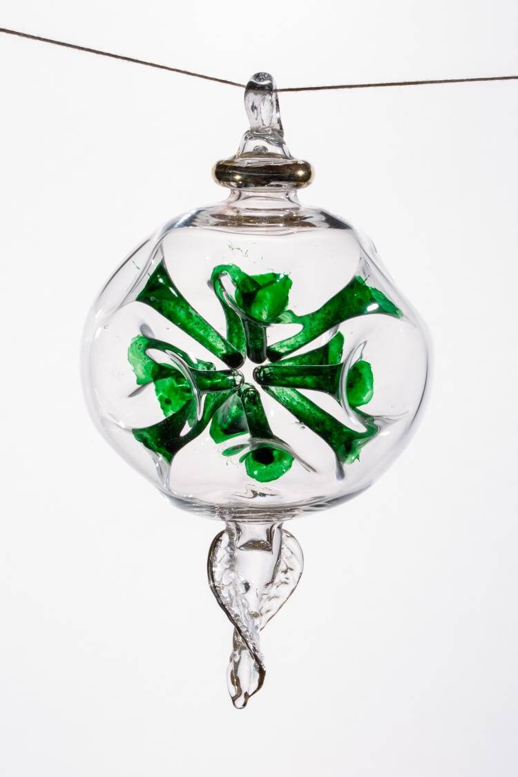 Set of 4 Christmas ornaments hand blown glass hand made Christmas ball tree ornaments