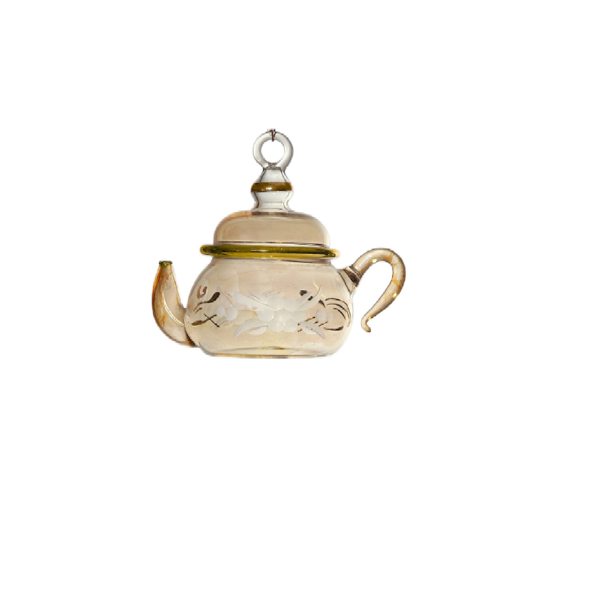 Glass Ornamnets teapot Engraved Egyptian Glass H: 5.9 inch for valentine's day ,Christmas and Wedding