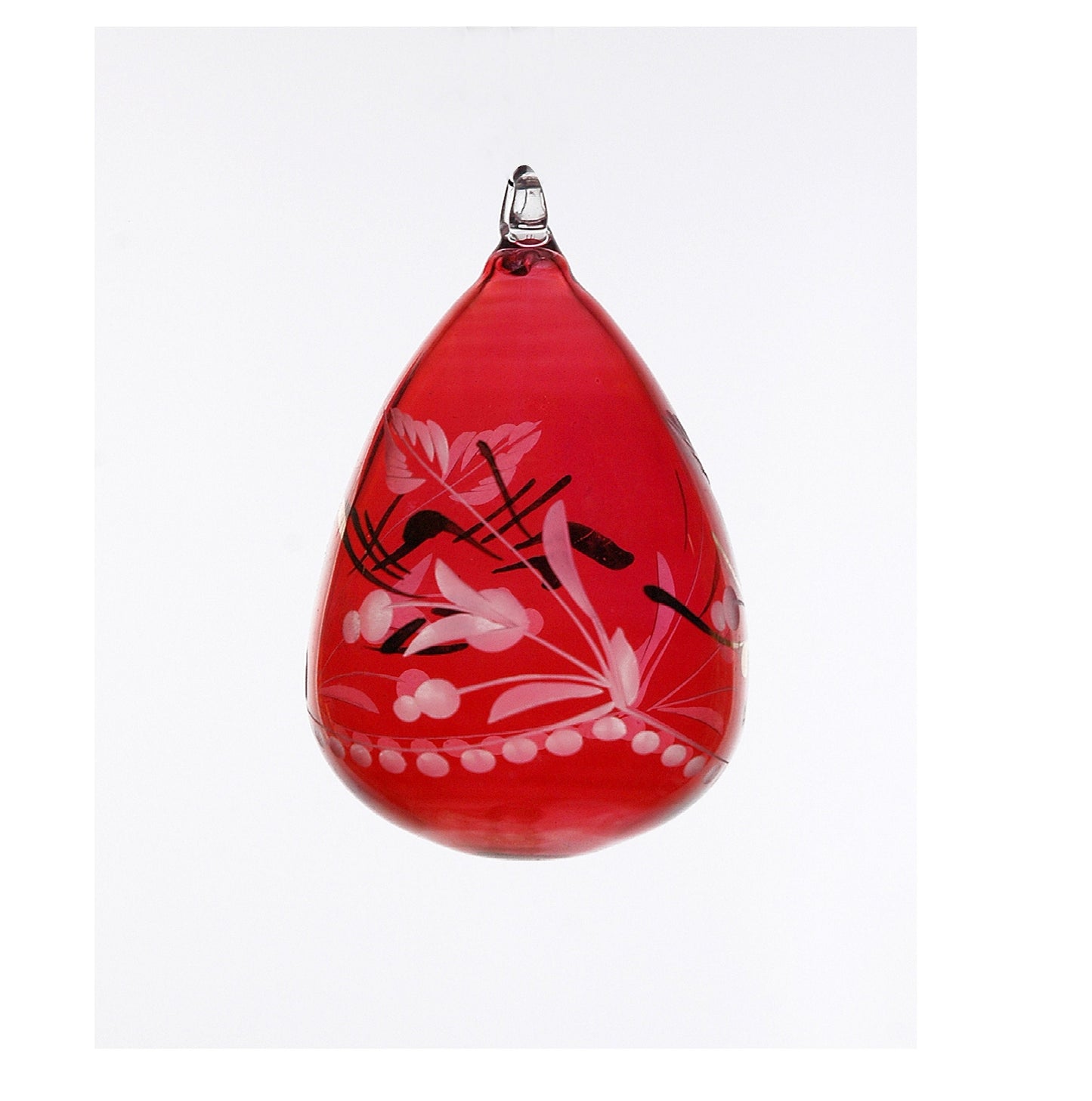 Engraved Glass ball ornaments for valentine's day Egyptian Glass H: 5.9 inch Red Color for Christmas tree and Wedding