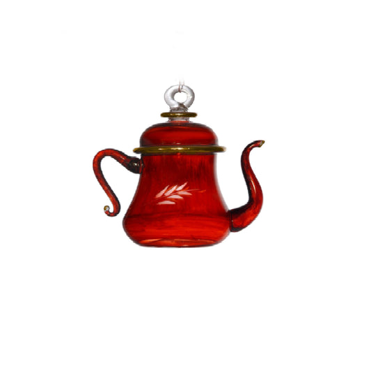 Large Engraved teapot Glass ornamnets Egyptian Glass H: 5.9 inch for valentine's day , Christmas tree and Wedding