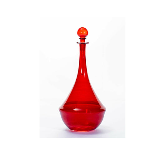 Red T Blown Glass Large Over-sized Perfume Bottle Handmade Romantic Gift.