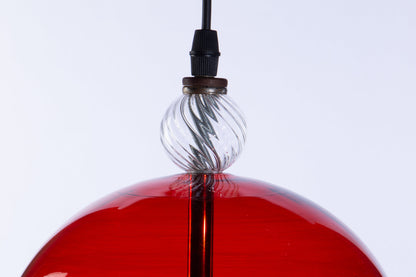 Modern blown glass pendant light ripped glass shade with color glass from glassblownstudio