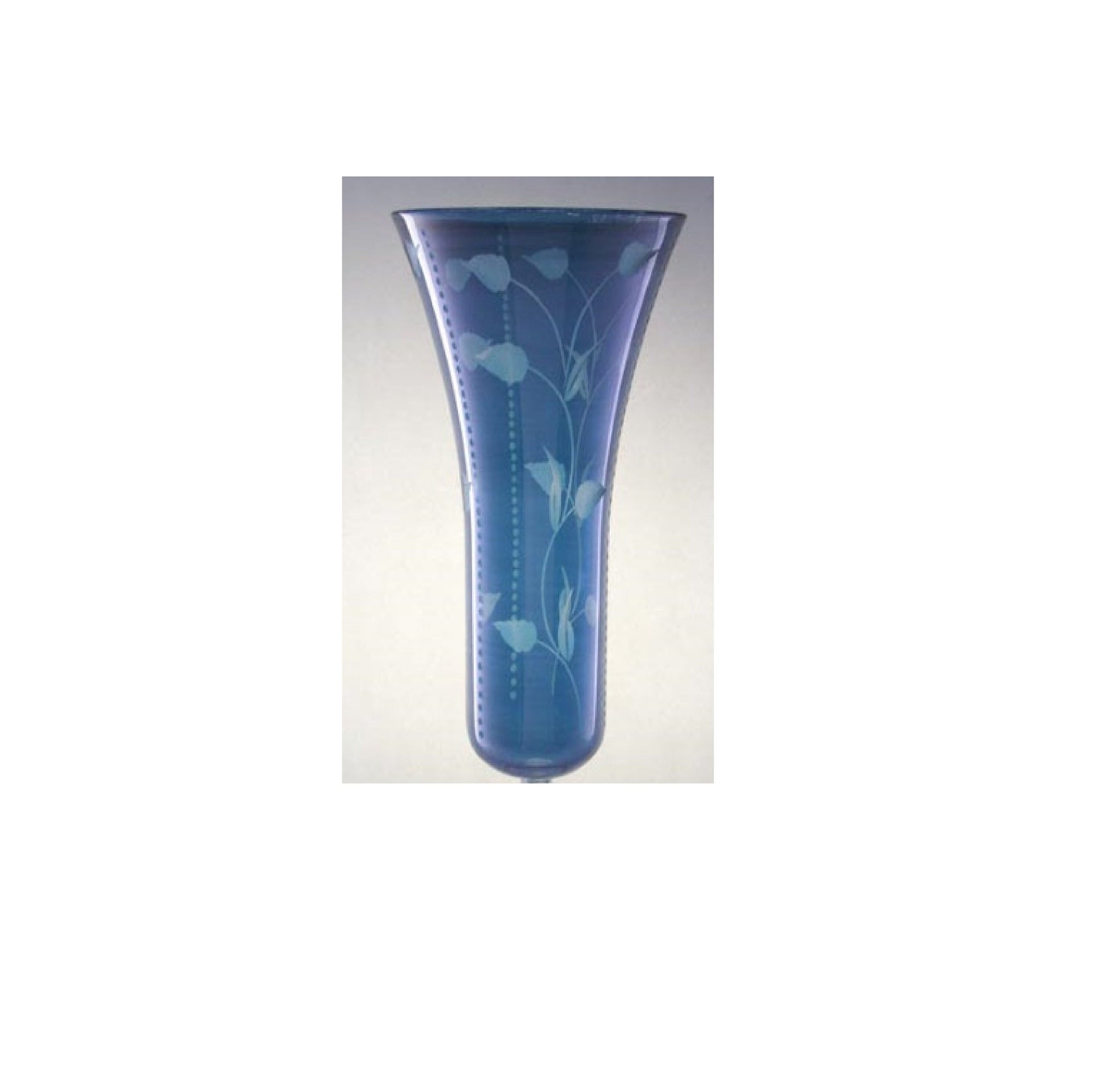 Blue Hand made Vase Engraved blown glass with gold Modern Curves