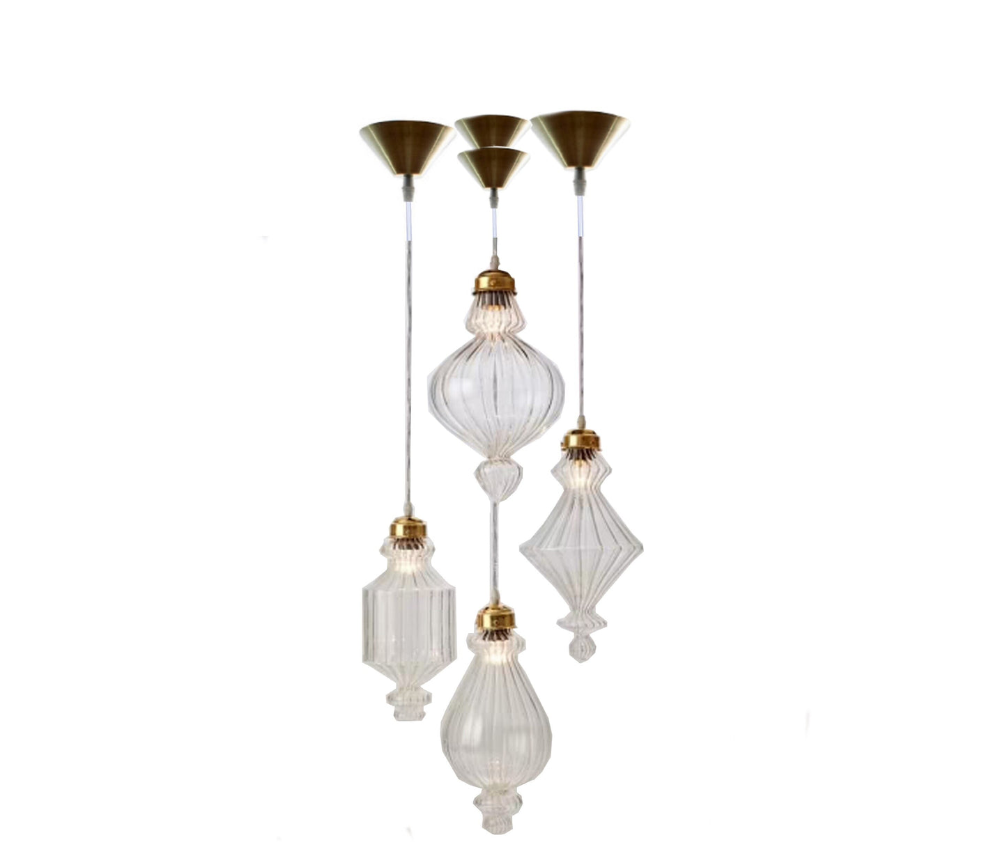 Set of 4 Pendant light - Pendant light Set Of Four - Set of 4 Blown Glass Pendant light - Ceiling lamp - Hanging Fixture - Modern Ceil Light