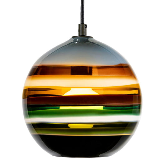 Custom Modern Banded Orb Color Kitchen Pendant ,Glass Blown Multiple Colors New Design, Inspirational opaque colors, kitchen island