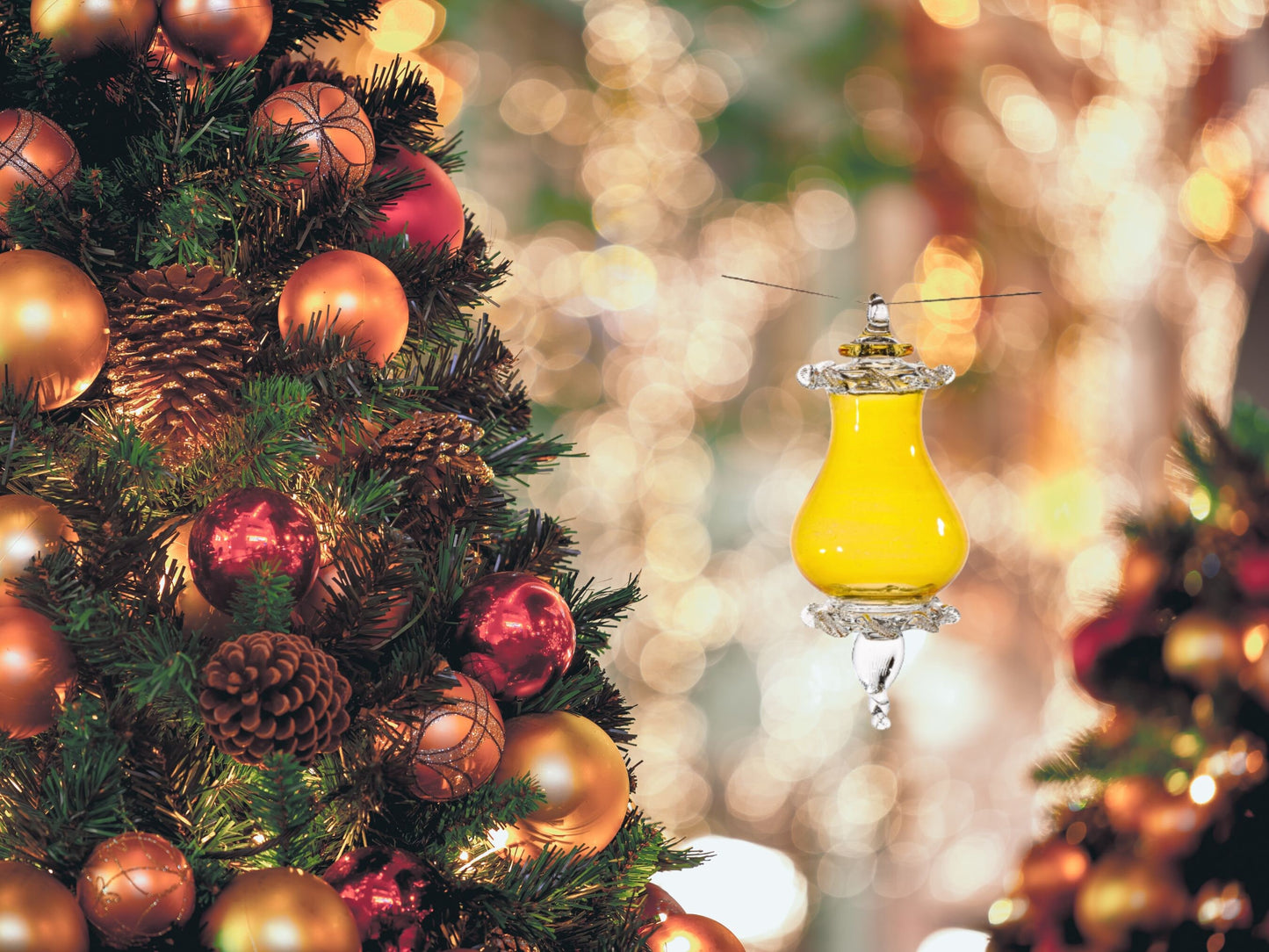 Large Yellow Christmas Ball tree Glass ornaments Egyptian Glass H: 15 cm