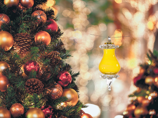 Large Yellow Christmas Ball tree Glass ornaments Egyptian Glass H: 15 cm