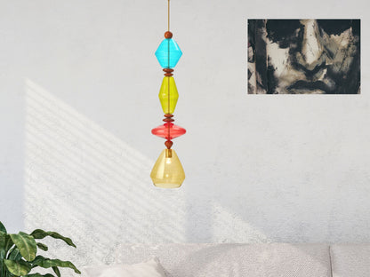 Modern pendant glass light, hand made Light Fixtures Hand Painted Color Long glass, Ceiling Lights, Lighting Deco Design, Home, Living