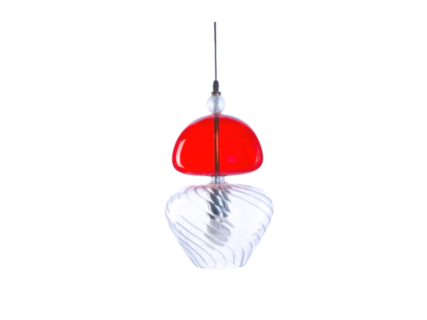 Modern blown glass pendant light ripped glass shade with color glass from glassblownstudio