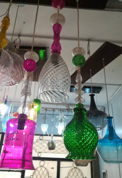 Modern Hued Green Pendant light, Home Decoration, Ceiling Light, Custom Hand-made Glassblowing, Light Fixture