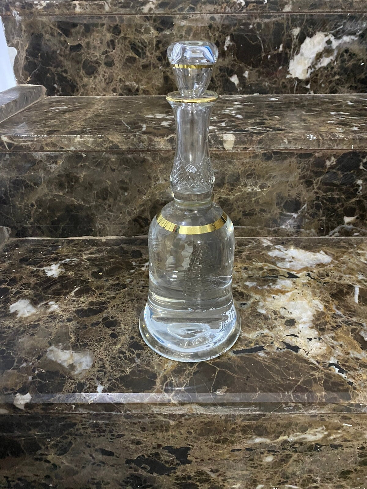 glassblowing handmade decanter trimmed with 14K gold and handmade engraved custom and special design