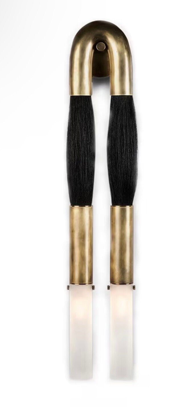 Custom Handmade Brass Horse hair - Horsehair light Sconce - Black - Brown - white Horsehair pendent - Horse hair wall sconce - Talisman