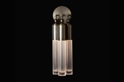 Tassel 3 Sconce - Glass Tube Wall Light Sconce - Modern Brass Light Fixture - Cylinder Glass Wall Sconce - Frosted Glass Antique Fixture