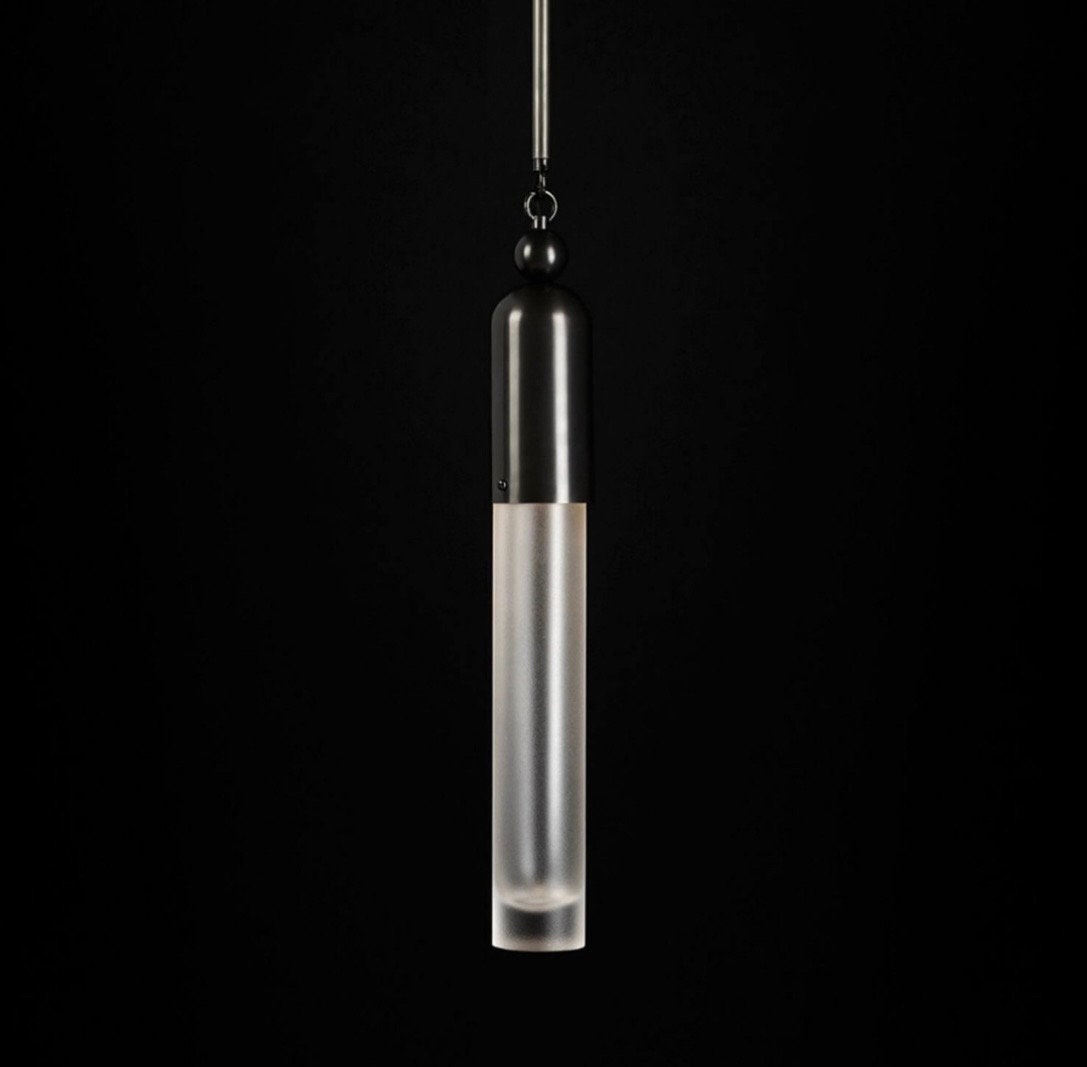 TASSEL One Pendant - Glass Tube Wall Light - Modern Brass Light - Cylinder Glass Pendant - Frosted Glass Pendant - Modern Pendant light