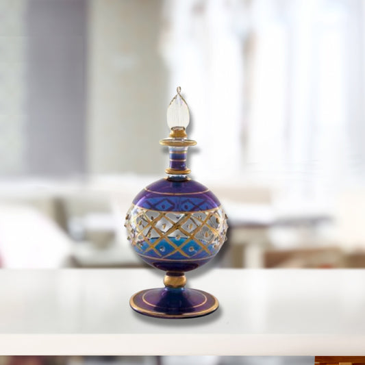 Antique Egyptian Blue Perfume Bottle - Custom 14K Gold Decenter -Special Edition Old Fashion - Custom Decenter - Handmade Decenter