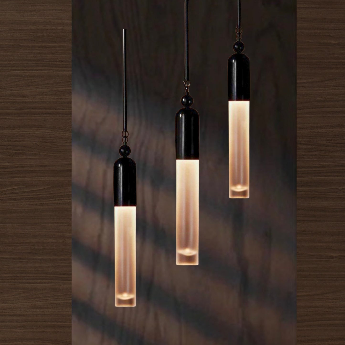 TASSEL Three Installation Pendant Light - Glass Tube Light - Modern Brass Ceiling Light - Cylinder Glass Pendant - Frosted Glass Chandelier